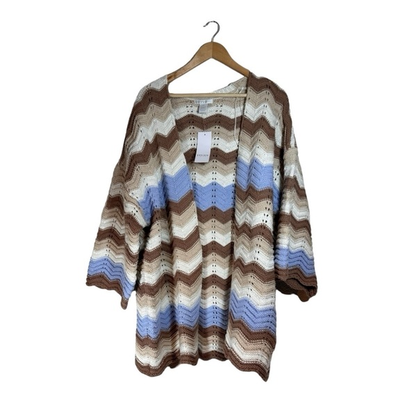 Design History Chevron Crochet Open Front Cardigan NWT - Picture 6 of 6
